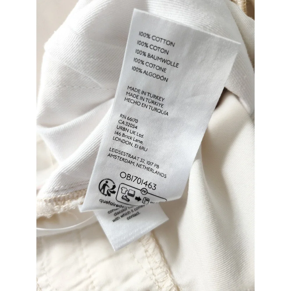 New Pilcro Barrel Pants 30 Patchwork Chino Ivory Relaxed Cotton Anthropologie